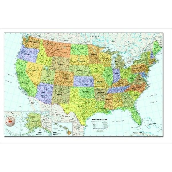 House Of Doolittle House of Doolittle 082080 Laminated Write And Wipe United States Map With Wet Erase Marker; Large Size 82080